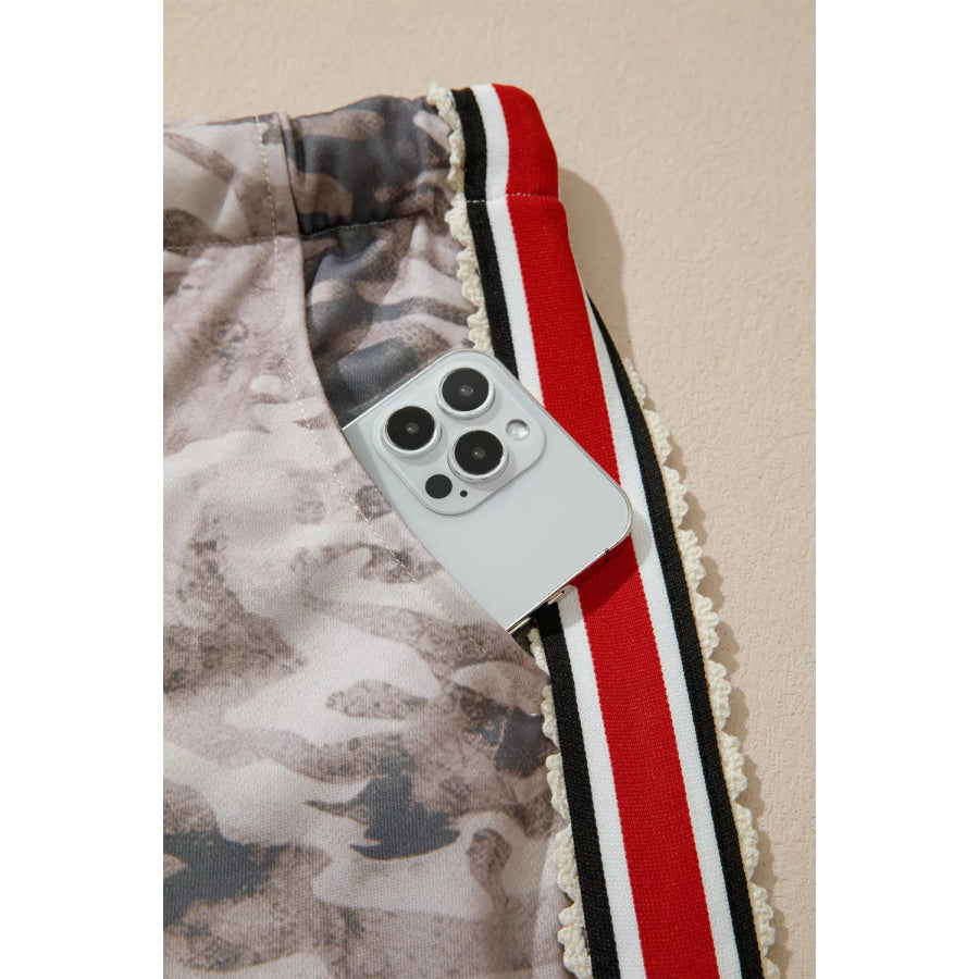 Camo Print Drawstring Waist Joggers Apparel and Accessories