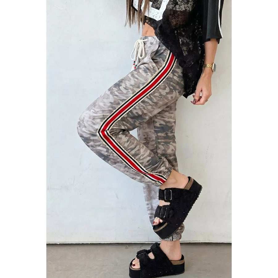 Camo Print Drawstring Waist Joggers Apparel and Accessories