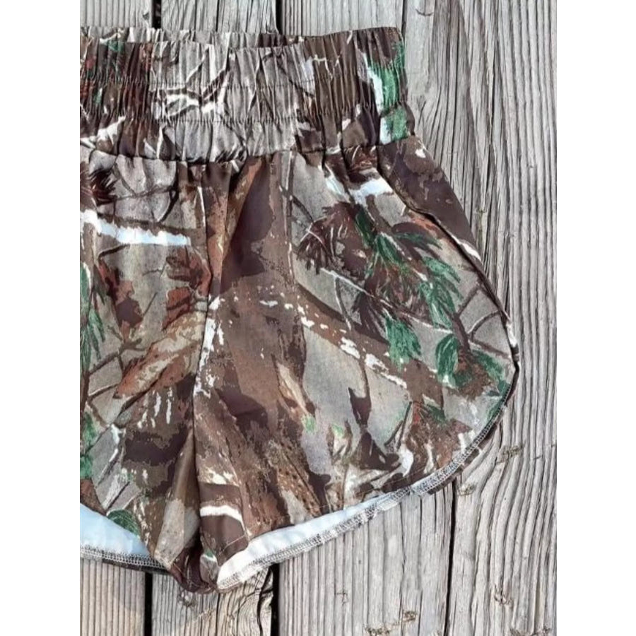 Camo Print Elastic Waist Shorts Apparel and Accessories