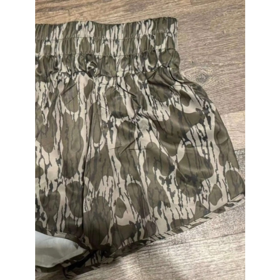 Camo Print Elastic Waist Shorts Apparel and Accessories