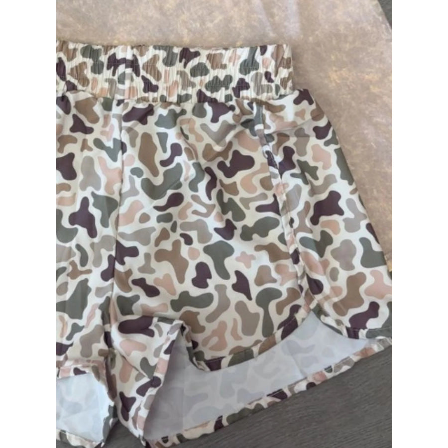 Camo Print Elastic Waist Shorts Apparel and Accessories