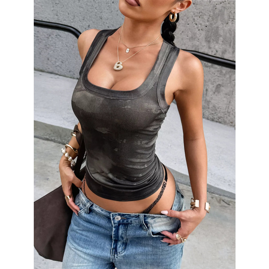 Camo Print Square Neck Tank Top Apparel and Accessories