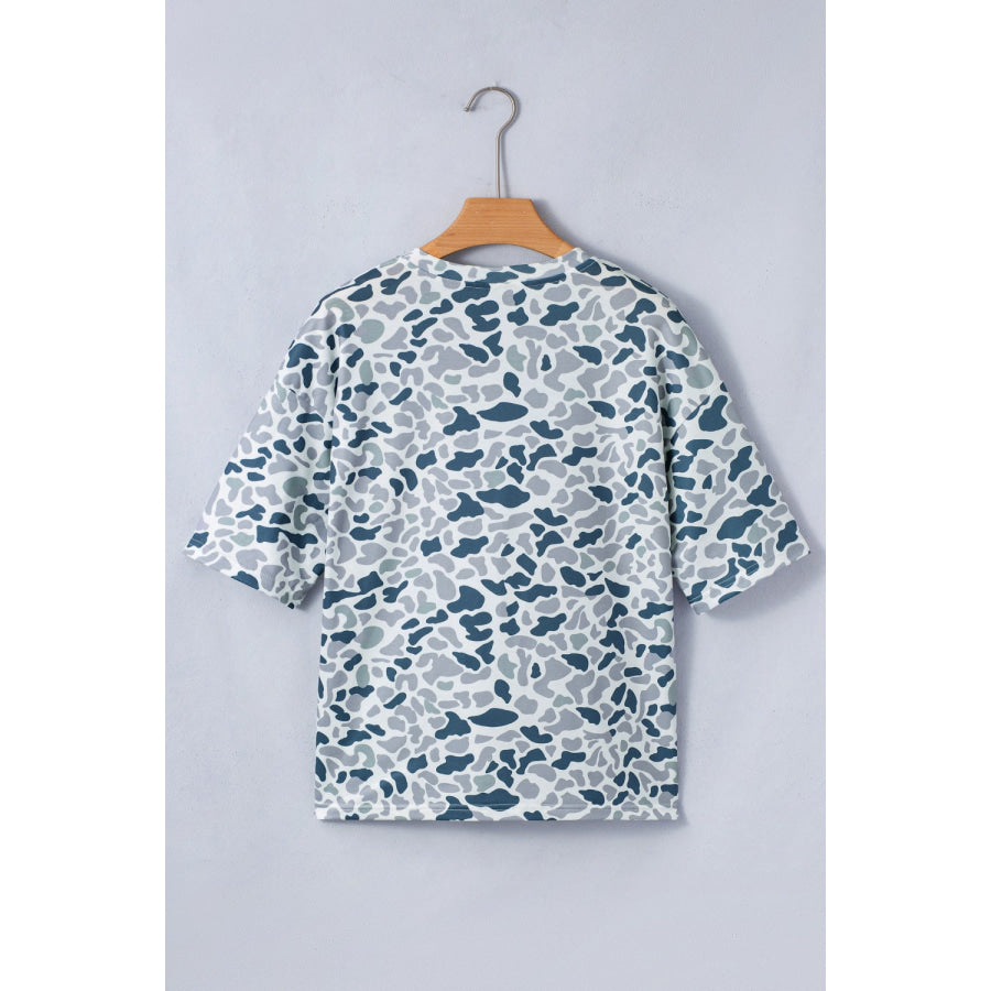 Camo Print V-Neck Pocket T-Shirt Apparel and Accessories