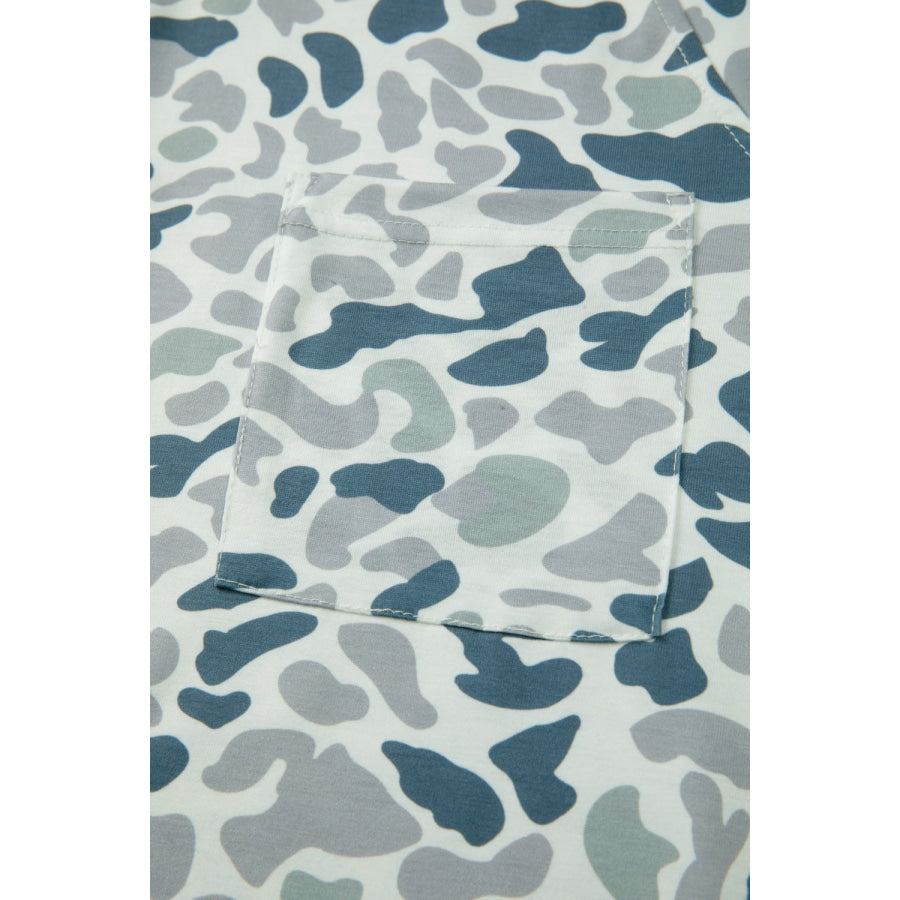 Camo Print V-Neck Pocket T-Shirt Apparel and Accessories