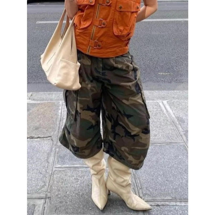 Camouflage Cargo Cropped Pants Camouflage / S Apparel and Accessories