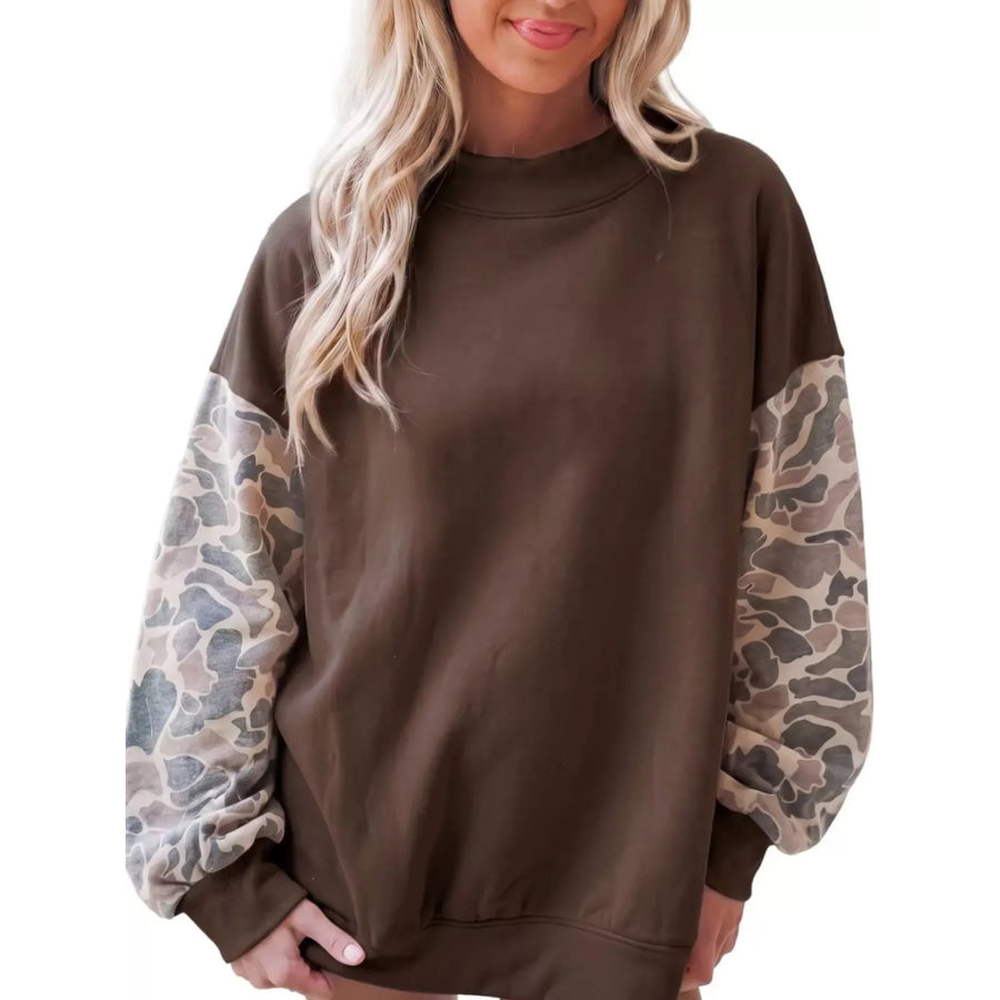 Camouflage Long Sleeve Sweatshirt Coffee Brown / S Apparel and Accessories