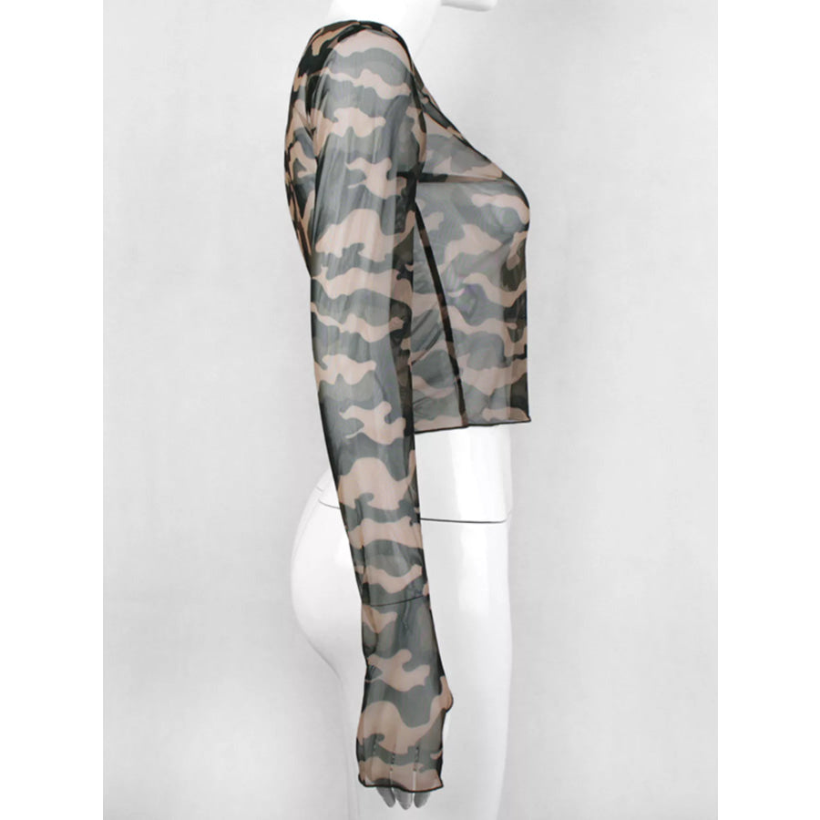 Camouflage Mesh Long Sleeve T-Shirt Apparel and Accessories