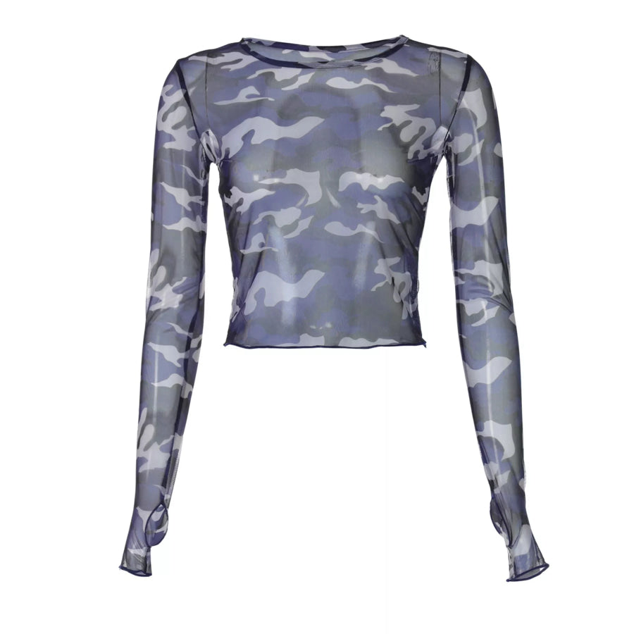 Camouflage Mesh Long Sleeve T-Shirt Apparel and Accessories