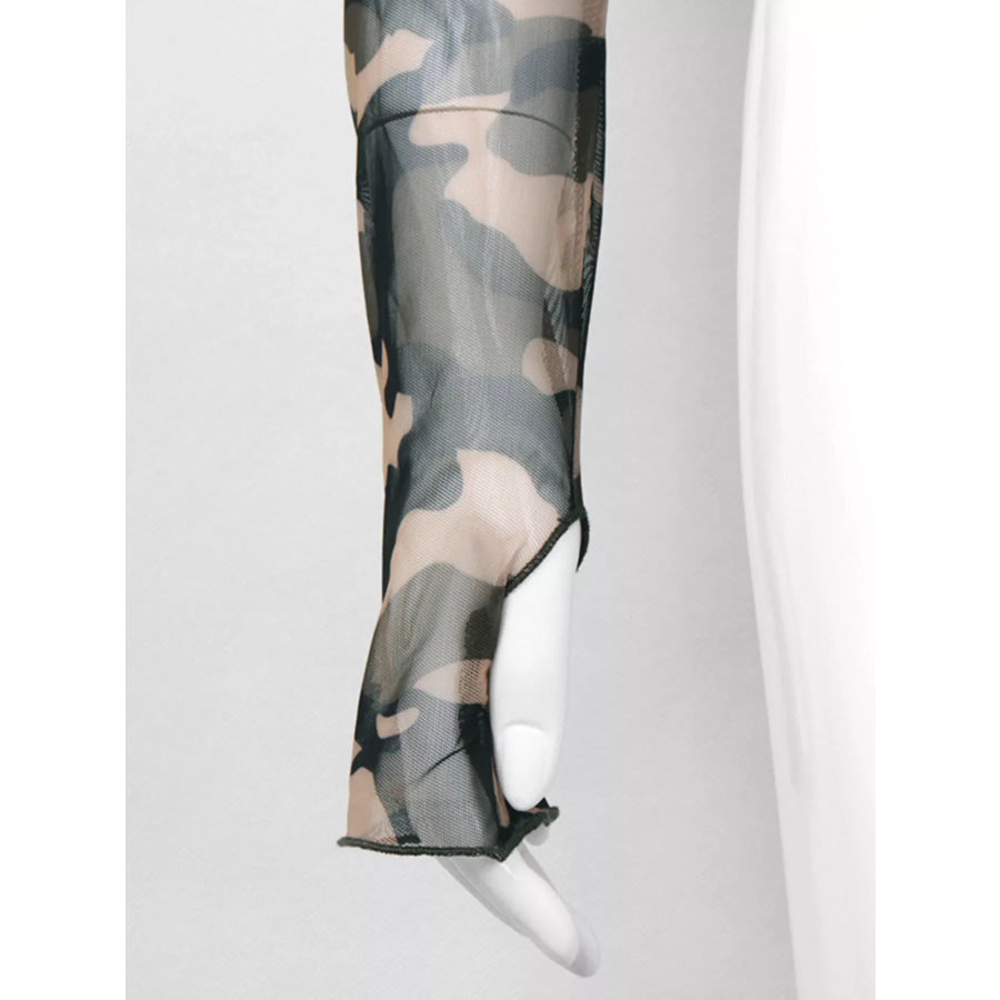 Camouflage Mesh Long Sleeve T-Shirt Apparel and Accessories