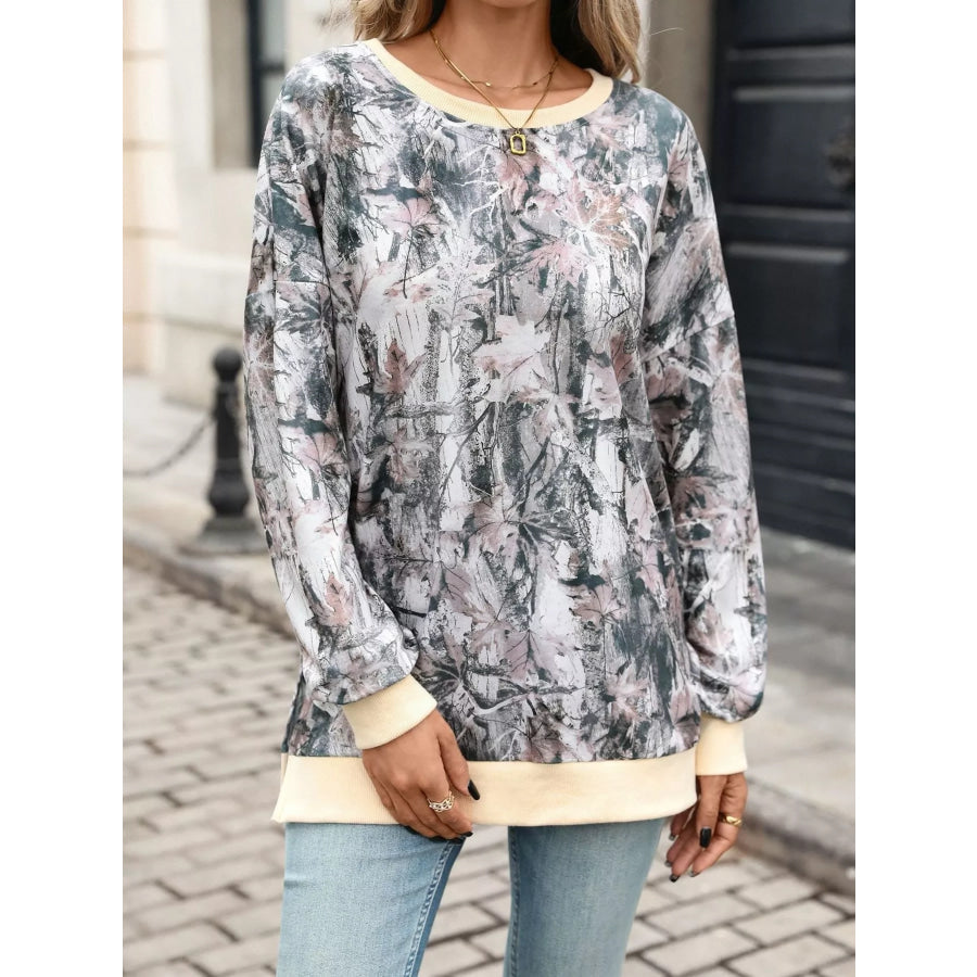 Camouflage Print Crewneck Sweatshirt Apparel and Accessories