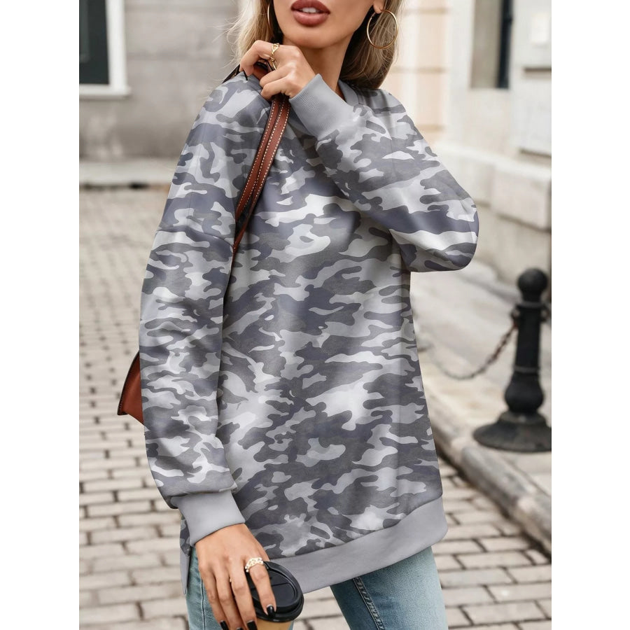 Camouflage Print Crewneck Sweatshirt Apparel and Accessories