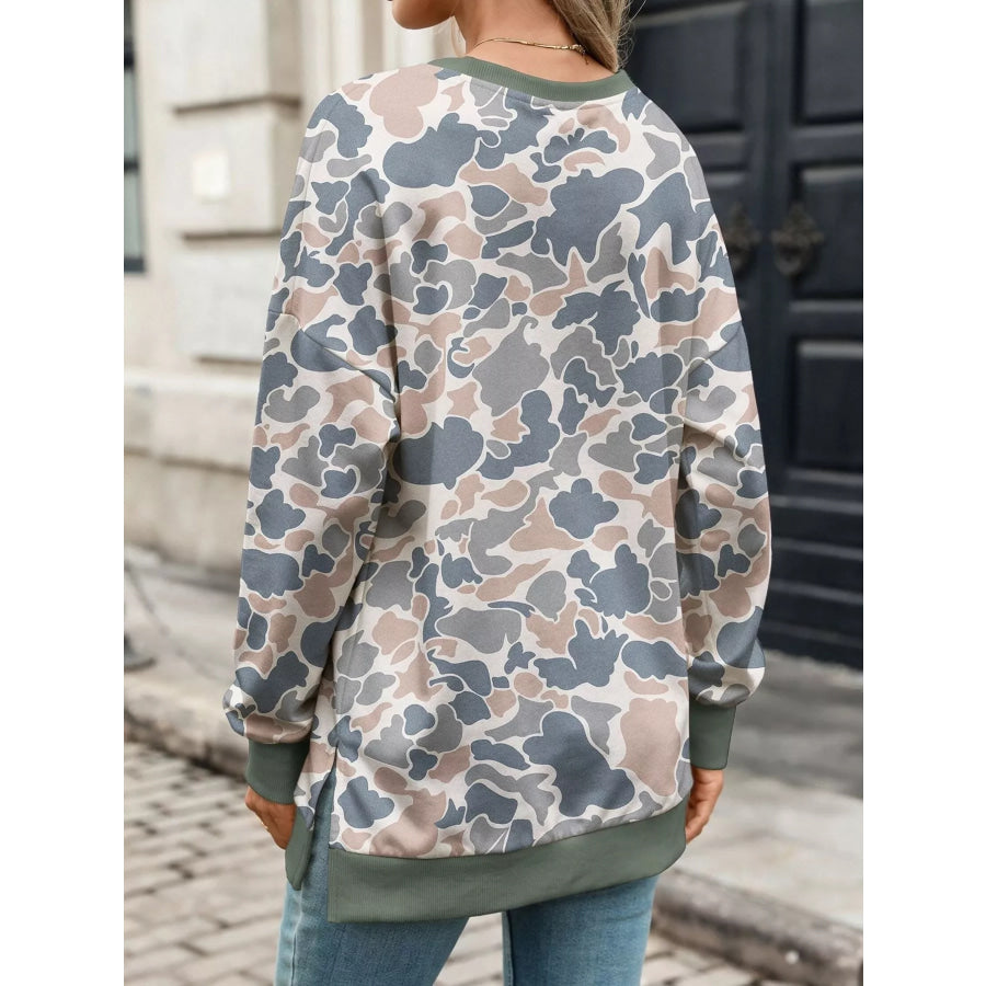 Camouflage Print Crewneck Sweatshirt Apparel and Accessories