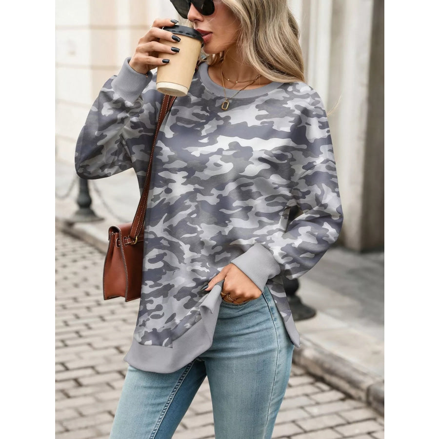 Camouflage Print Crewneck Sweatshirt Apparel and Accessories