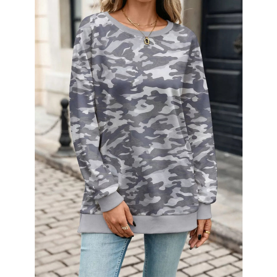 Camouflage Print Crewneck Sweatshirt Apparel and Accessories
