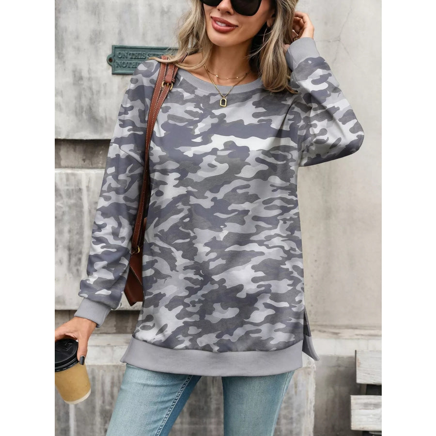 Camouflage Print Crewneck Sweatshirt Apparel and Accessories