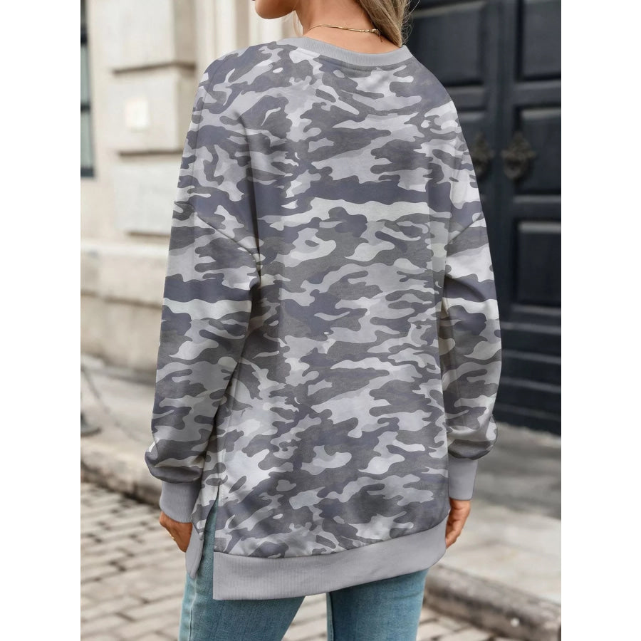 Camouflage Print Crewneck Sweatshirt Apparel and Accessories