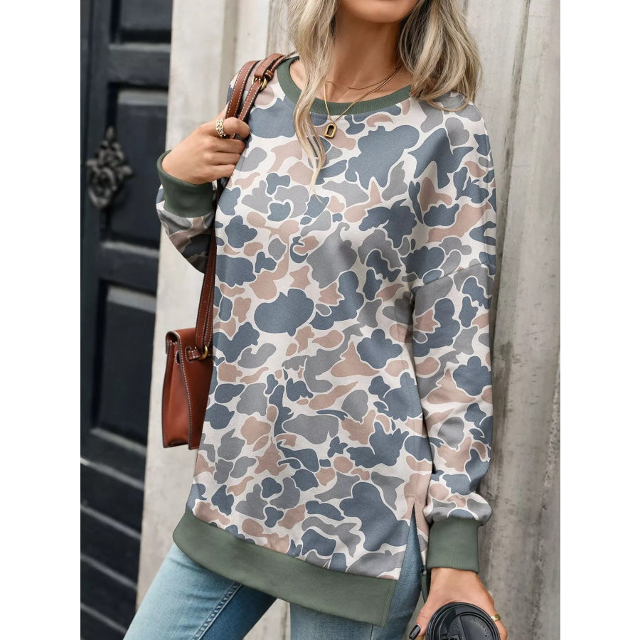 Camouflage Print Crewneck Sweatshirt Apparel and Accessories