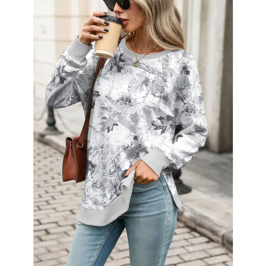 Camouflage Print Crewneck Sweatshirt White / S Apparel and Accessories