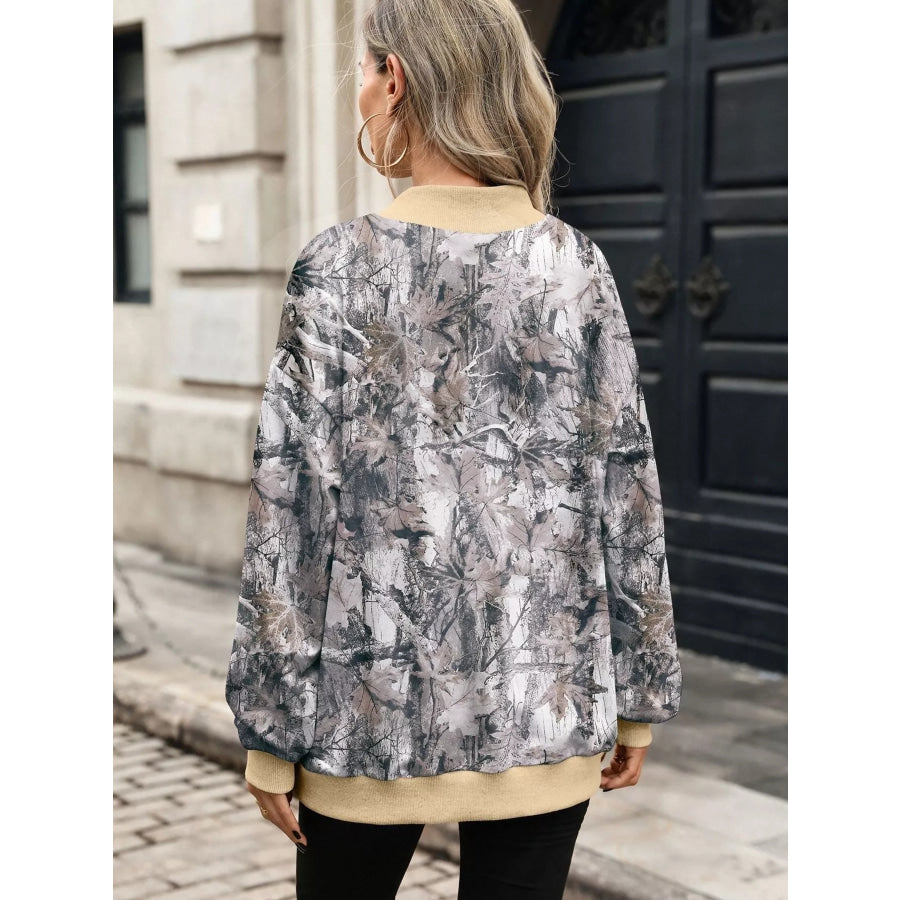 Camouflage Print Mock Neck Sweatshirt Apparel and Accessories