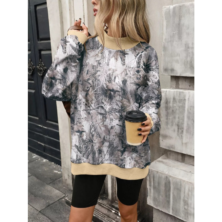 Camouflage Print Mock Neck Sweatshirt Apparel and Accessories