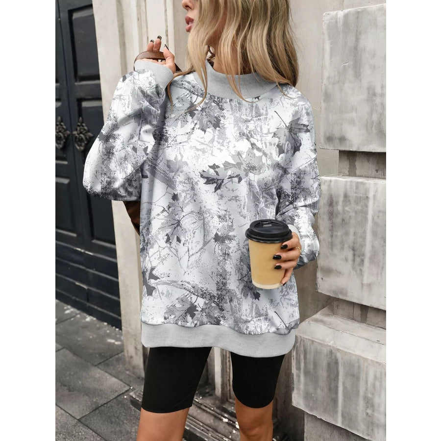 Camouflage Print Mock Neck Sweatshirt Apparel and Accessories
