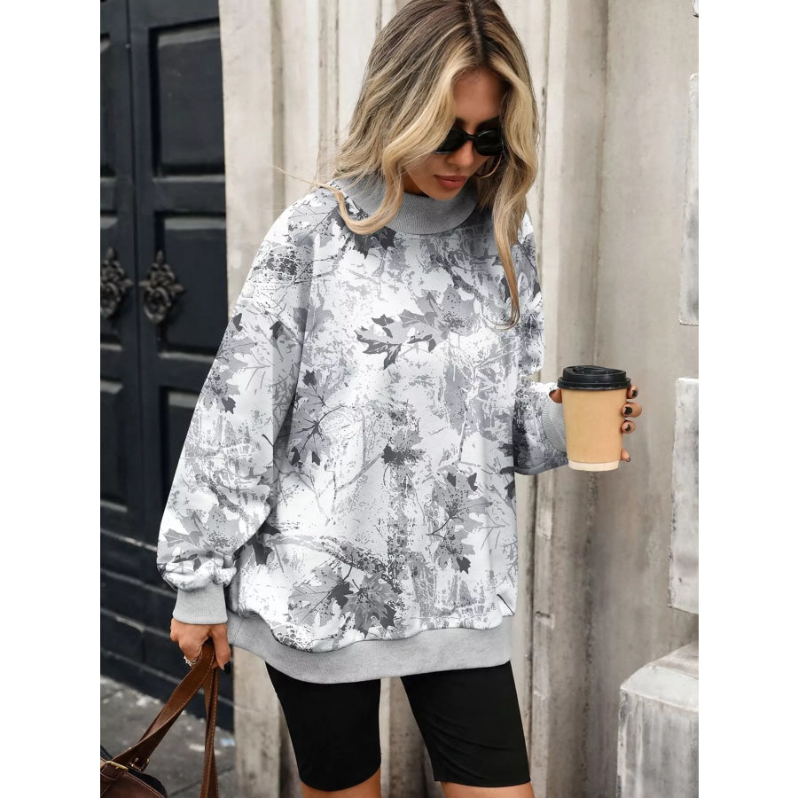 Camouflage Print Mock Neck Sweatshirt Apparel and Accessories