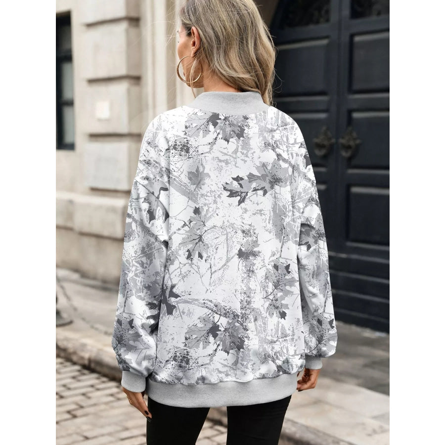 Camouflage Print Mock Neck Sweatshirt Apparel and Accessories