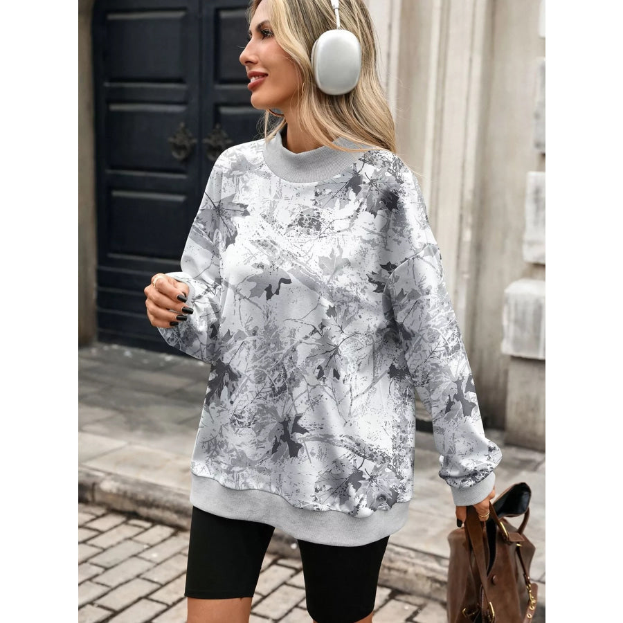 Camouflage Print Mock Neck Sweatshirt Apparel and Accessories