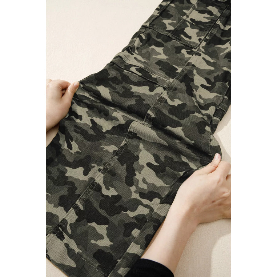 Camouflage Print Multi Pocketed Womens Denim Pants Apparel and Accessories