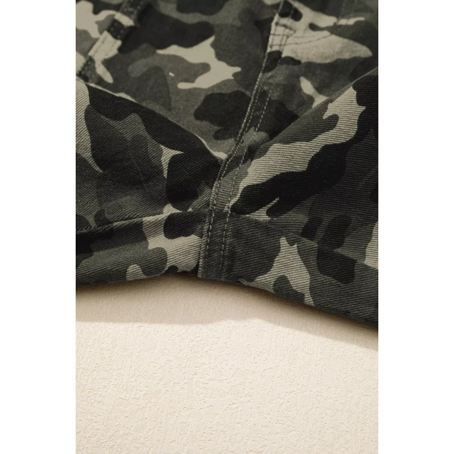 Camouflage Print Multi Pocketed Womens Denim Pants Apparel and Accessories