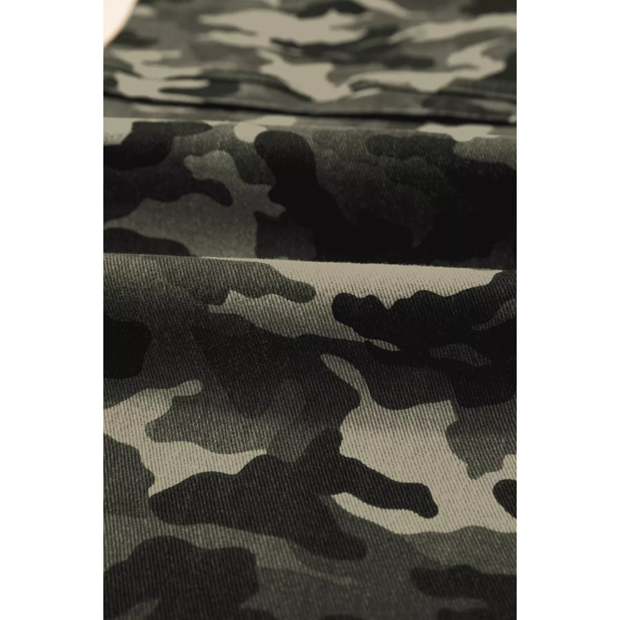 Camouflage Print Multi Pocketed Womens Denim Pants Apparel and Accessories