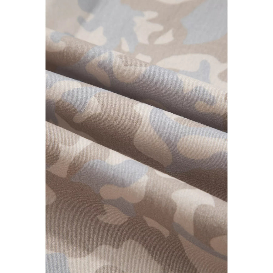 Camouflage Print Pocket Ankle-Length Barrel Jeans Apparel and Accessories