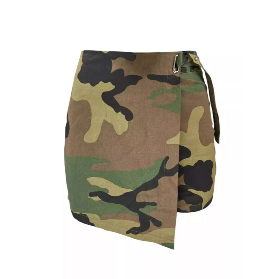 Camouflage Print Wrap Skort Apparel and Accessories