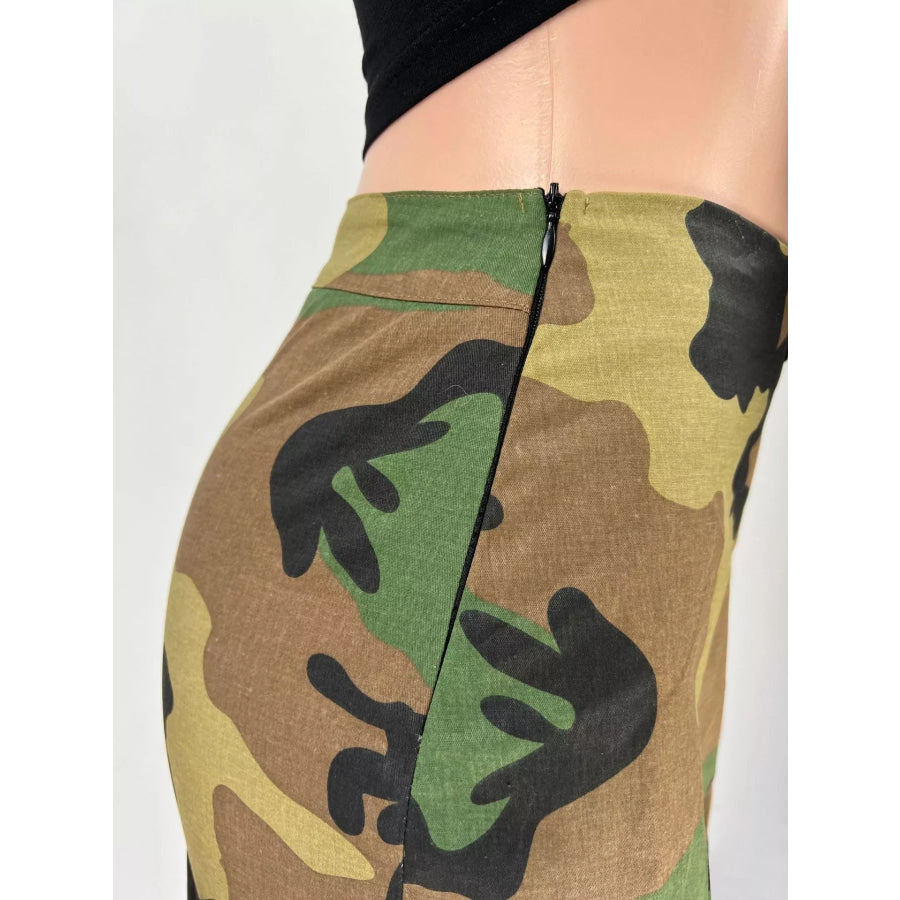 Camouflage Print Wrap Skort Apparel and Accessories