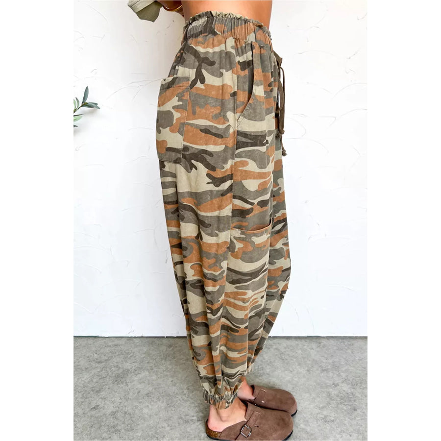Camouflage Printed Drawstring Elastic Waist Jogger Pants Apparel and Accessories