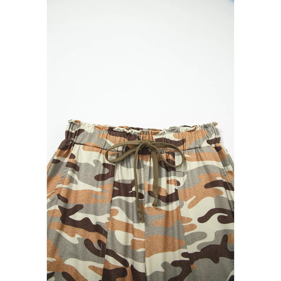 Camouflage Printed Drawstring Elastic Waist Jogger Pants Apparel and Accessories