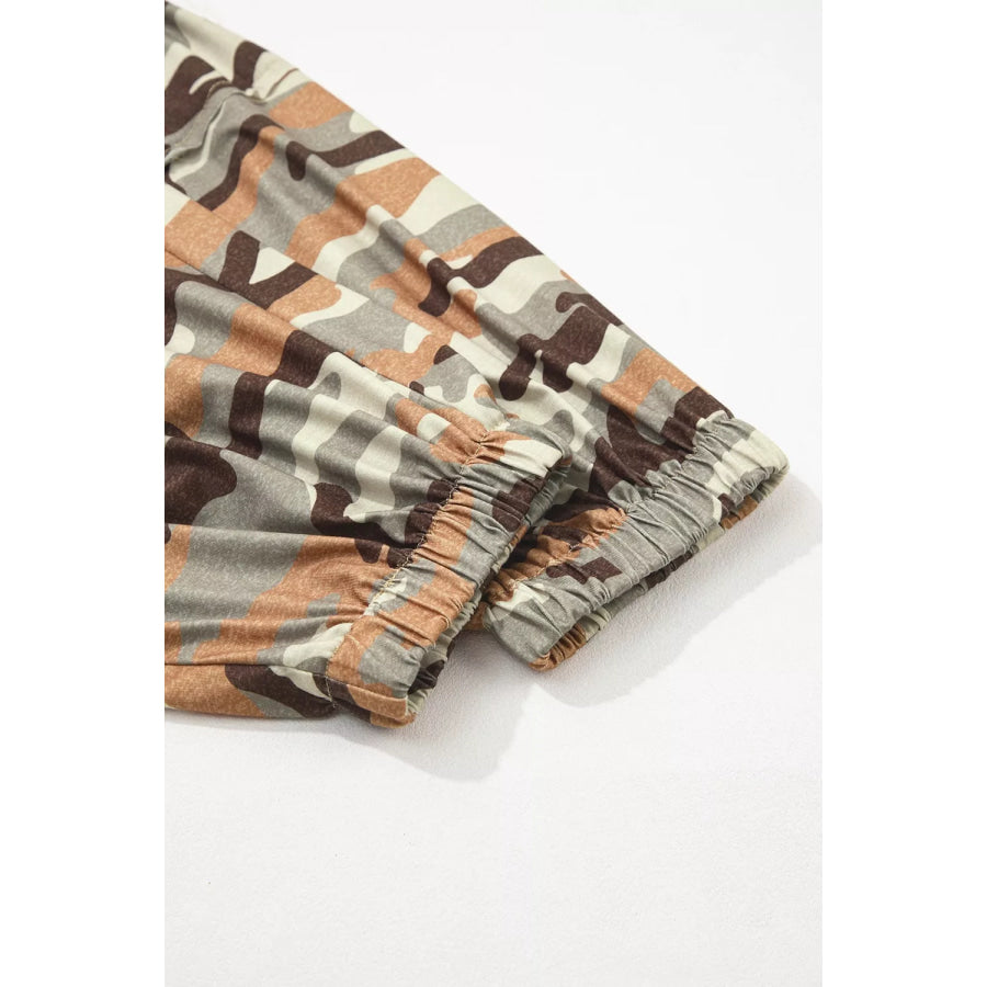 Camouflage Printed Drawstring Elastic Waist Jogger Pants Apparel and Accessories
