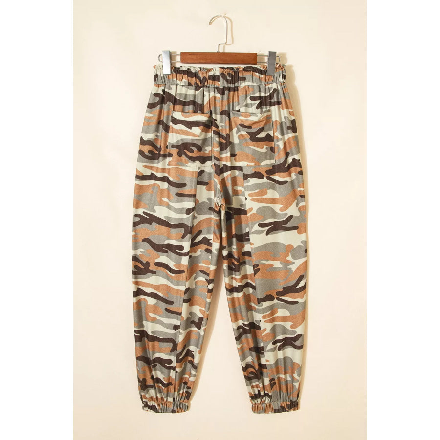Camouflage Printed Drawstring Elastic Waist Jogger Pants Apparel and Accessories
