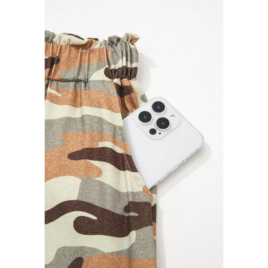 Camouflage Printed Drawstring Elastic Waist Jogger Pants Apparel and Accessories
