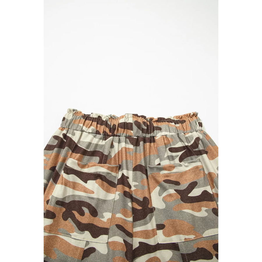 Camouflage Printed Drawstring Elastic Waist Jogger Pants Apparel and Accessories