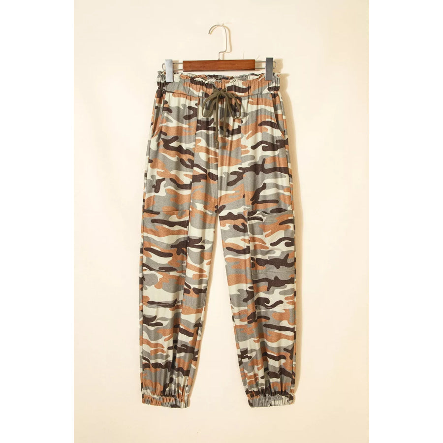 Camouflage Printed Drawstring Elastic Waist Jogger Pants Apparel and Accessories
