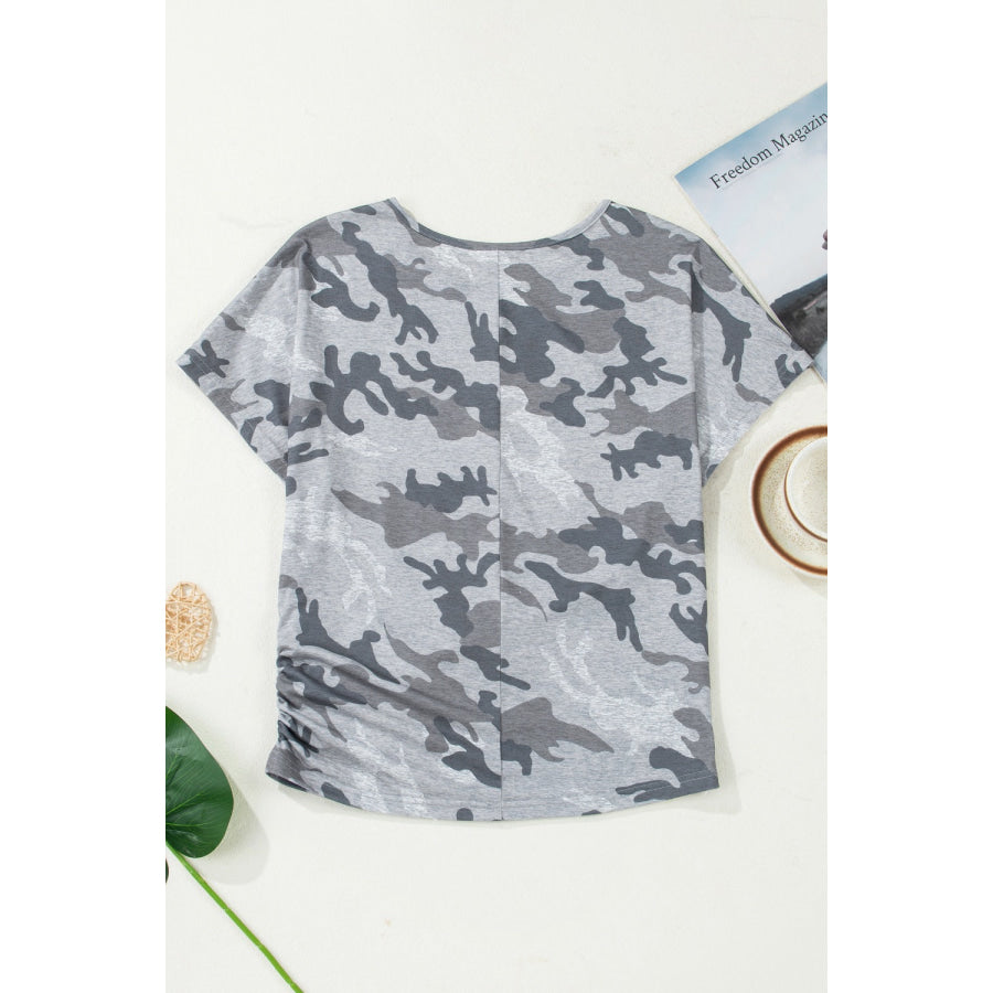 Camouflage Retro American Flag Printed Tee Apparel and Accessories
