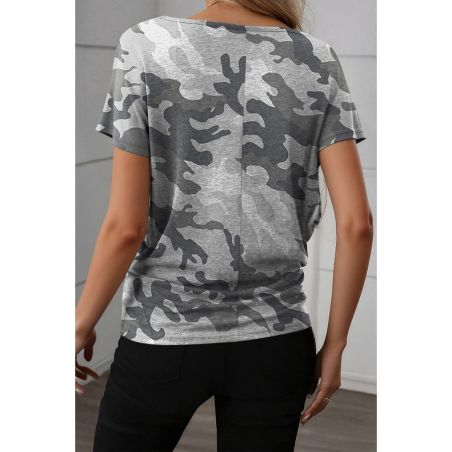 Camouflage Retro American Flag Printed Tee Apparel and Accessories