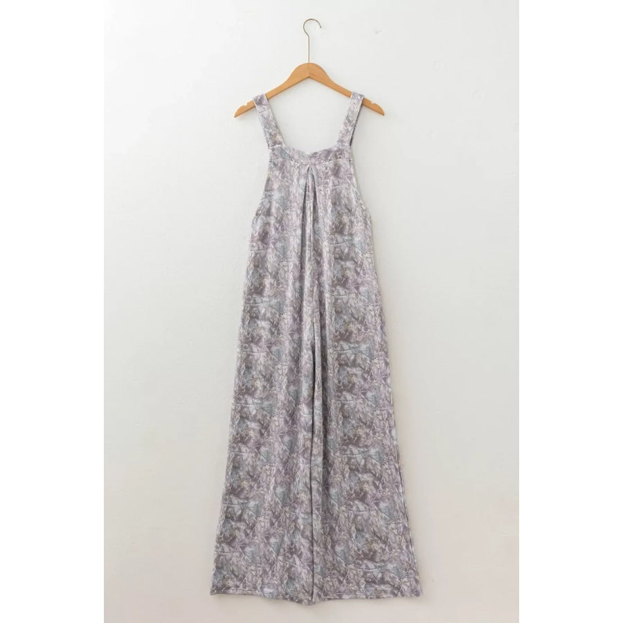 Camouflage Twist Ribbed Sleeveless Full-Length Casual Jumpsuit Apparel and Accessories