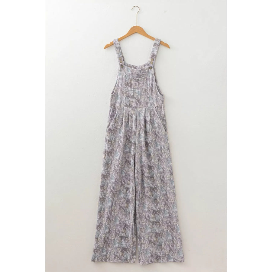 Camouflage Twist Ribbed Sleeveless Full-Length Casual Jumpsuit Apparel and Accessories