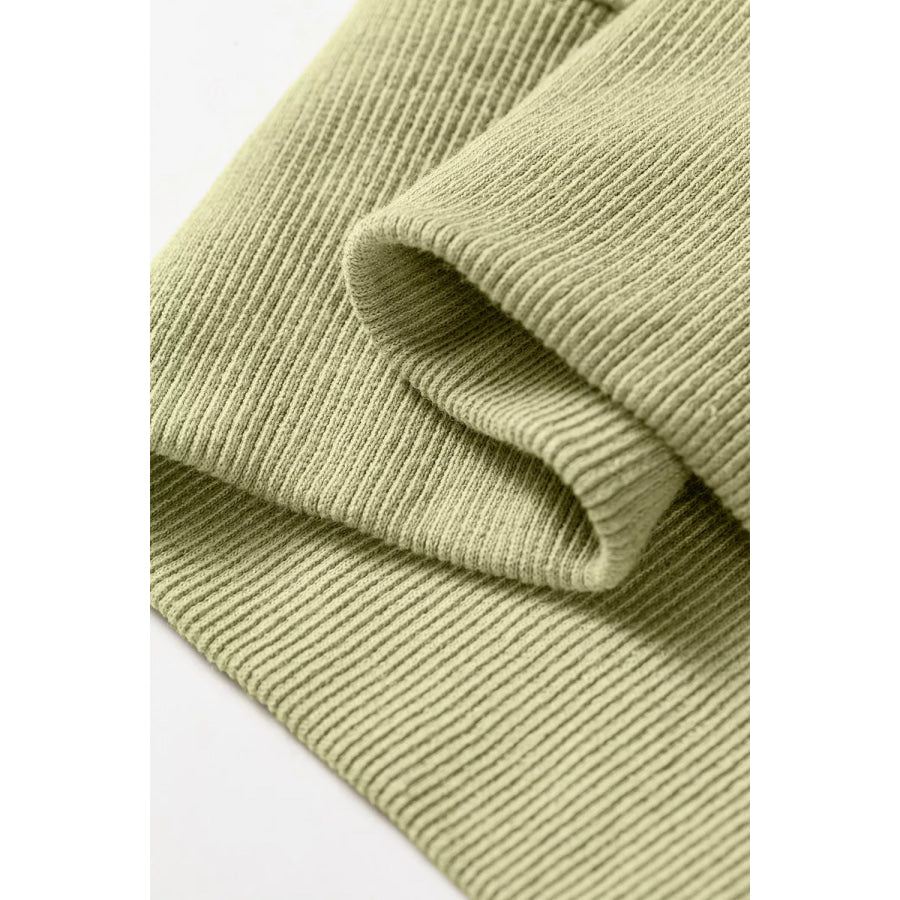 Camouflage Waffle Knit Raw Edge Contrast Trim Oversized Long Sleeve Top Apparel and Accessories