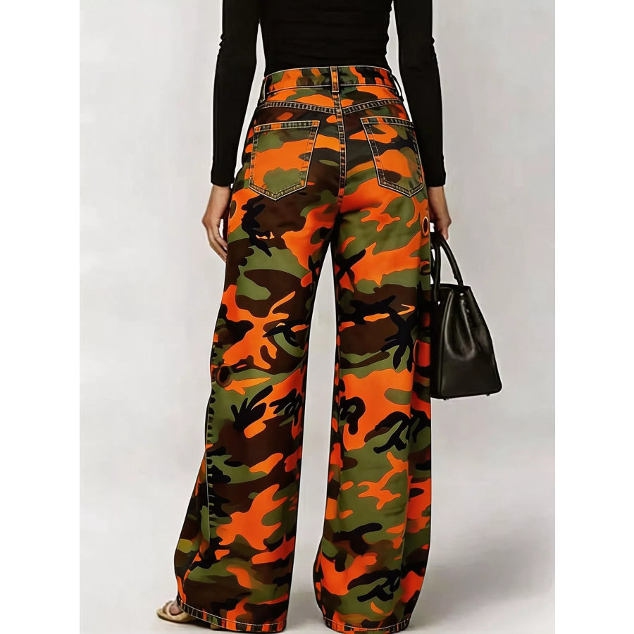Camouflage Wide-Leg Jeans Apparel and Accessories