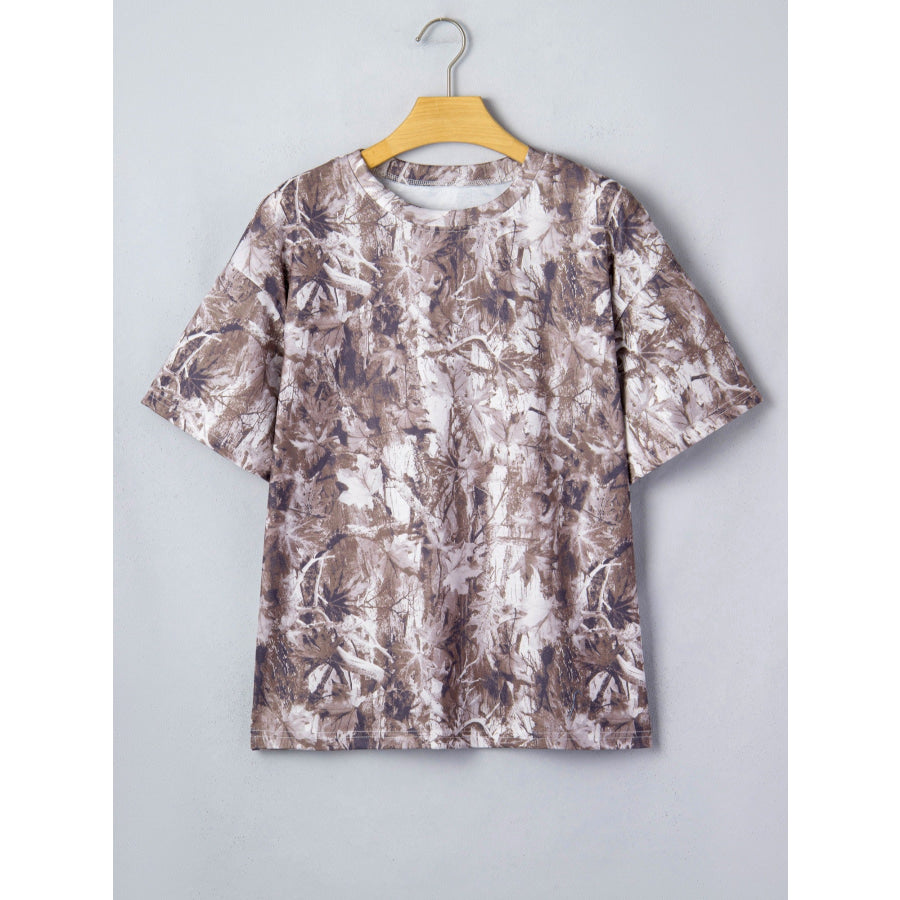 Camouflage Woodland Print Drop Shoulder Tunic Tee Apparel and Accessories