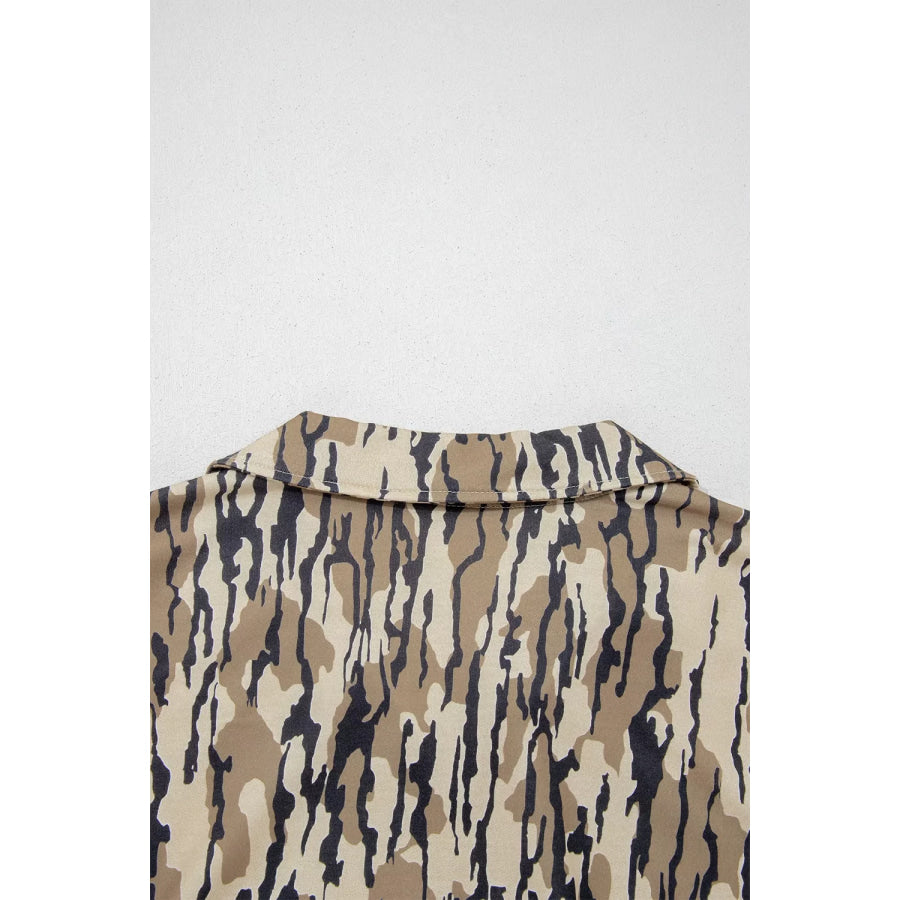 Camouflage Zipper Collar Front Pocket Sweatshirt Apparel and Accessories