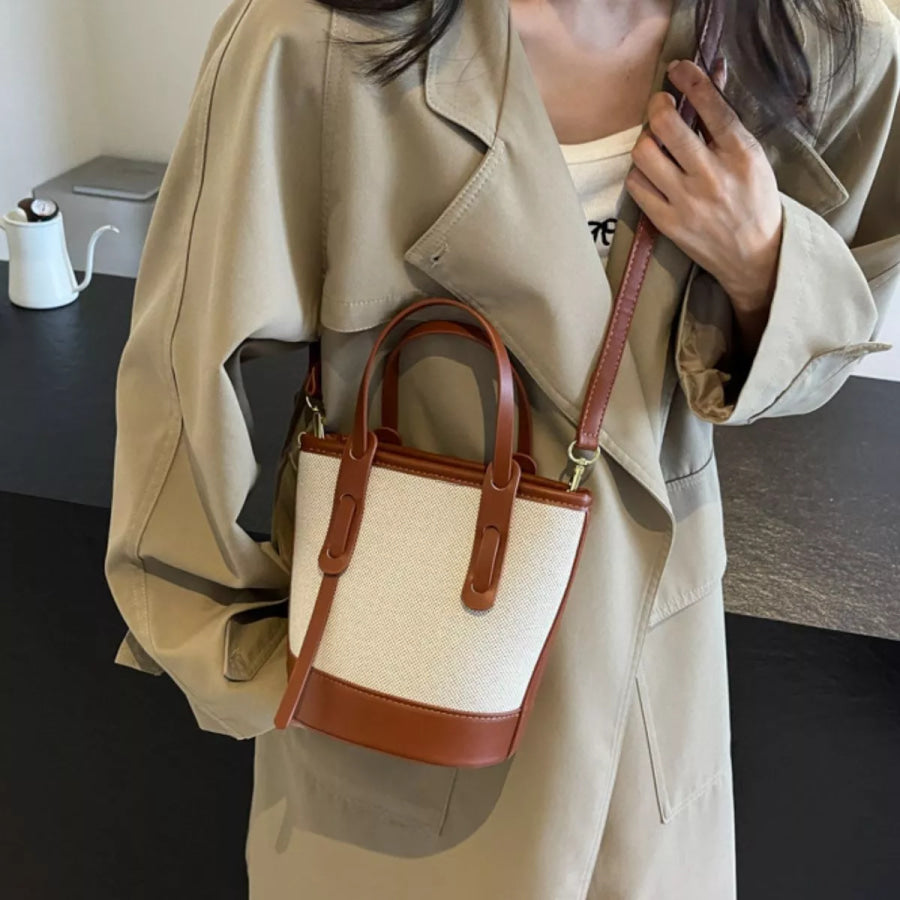 Canvas Bucket Crossbody Bag Cream / onesize Apparel and Accessories